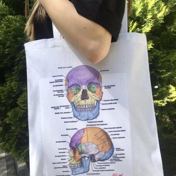 Beyaz -  Kafatası Bez Çanta