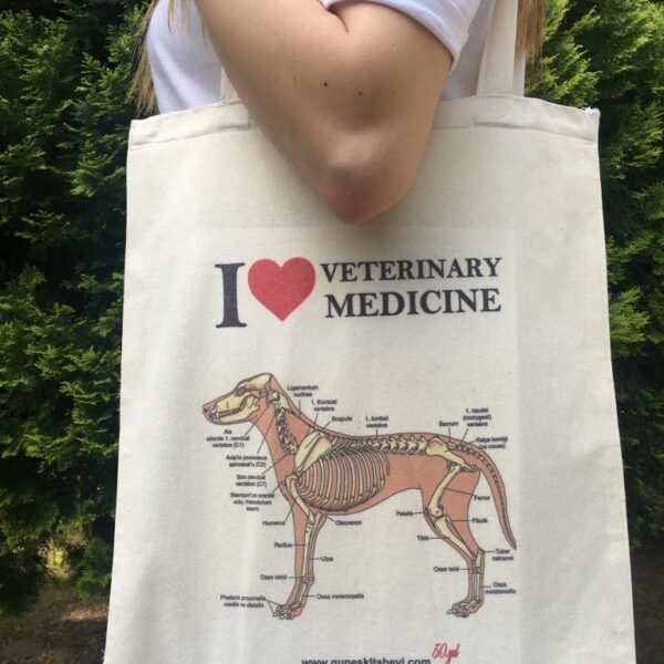 Krem -  Love Veterinary Köpek İskelet Bez Çanta
